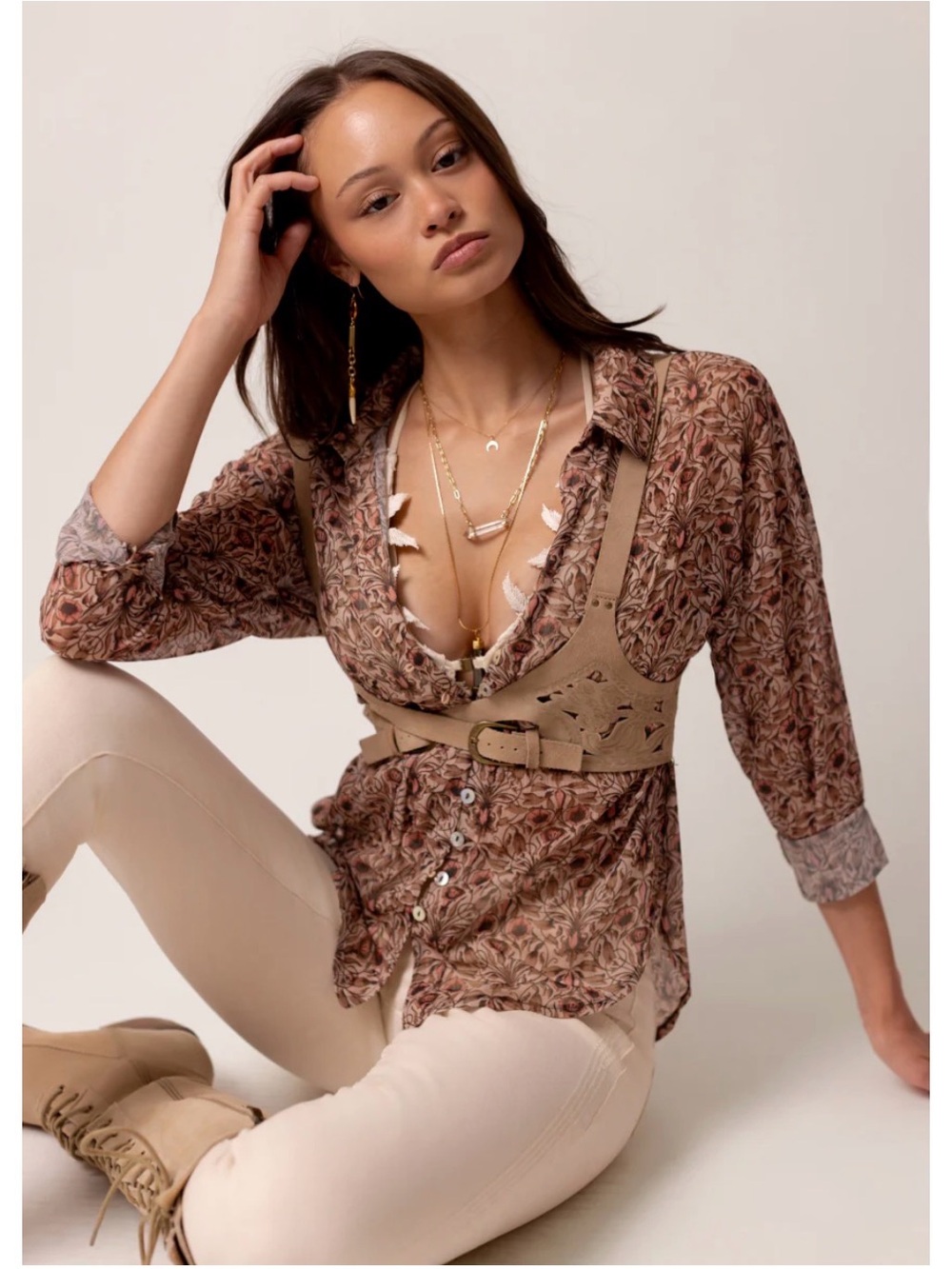 Joyfolie Agnes Blouse in Vine Floral